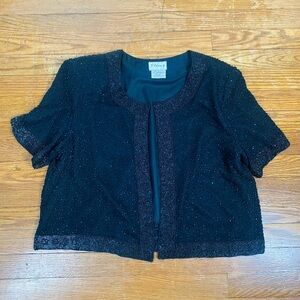 GLAMOROUS VINTAGE BLACK BEADED PARTY JACKET